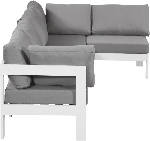 Nizuc 120" Water Resistant Fabric Upholstered Outdoor Patio 5pc. Modular Sectional