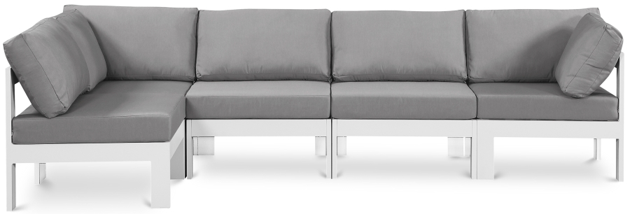 Nizuc 120" Water Resistant Fabric Upholstered Outdoor Patio 5pc. Modular Sectional