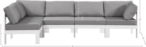 Nizuc 120" Water Resistant Fabric Upholstered Outdoor Patio 5pc. Modular Sectional