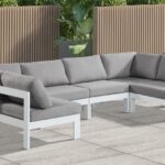 Nizuc 120" Water Resistant Fabric Upholstered Outdoor Patio 6pc. Modular Sectional