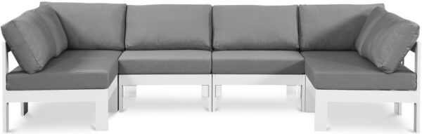 Nizuc 120" Water Resistant Fabric Upholstered Outdoor Patio 6pc. Modular Sectional