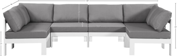 Nizuc 120" Water Resistant Fabric Upholstered Outdoor Patio 6pc. Modular Sectional