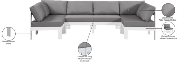 Nizuc 120" Water Resistant Fabric Upholstered Outdoor Patio 6pc. Modular Sectional