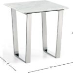 Carlton Marble Veneer Top And Chrome Steel Base End / Side Table