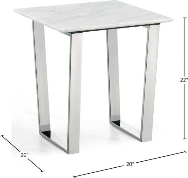 Carlton Marble Veneer Top And Chrome Steel Base End / Side Table