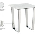 Carlton Marble Veneer Top And Chrome Steel Base End / Side Table