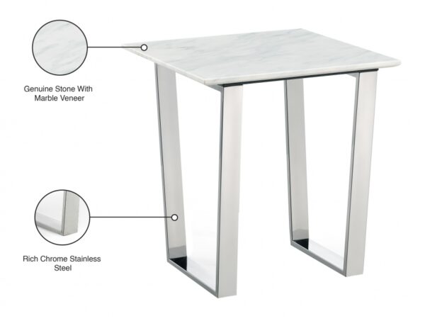 Carlton Marble Veneer Top And Chrome Steel Base End / Side Table