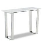 Carlton Marble Veneer Top And Chrome Steel Base Console Table