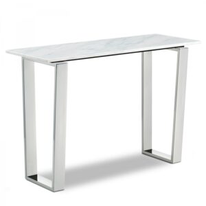 Carlton Marble Veneer Top And Chrome Steel Base Console Table