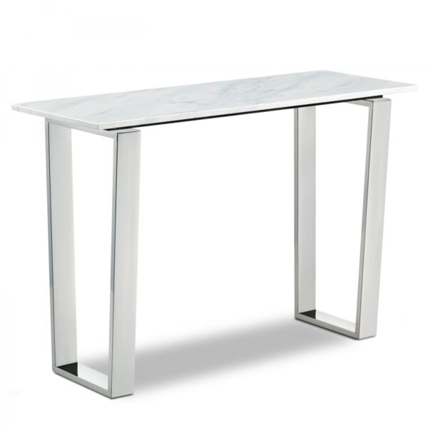 Carlton Marble Veneer Top And Chrome Steel Base Console Table