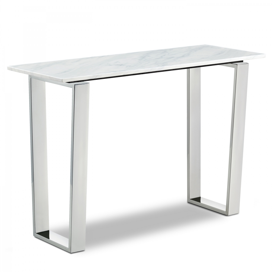 Carlton Marble Veneer Top And Chrome Steel Base Console Table