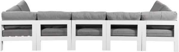 Nizuc 150" Water Resistant Fabric Upholstered Outdoor Patio 7pc. Modular Sectional
