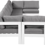 Nizuc 150" Water Resistant Fabric Upholstered Outdoor Patio 7pc. Modular Sectional