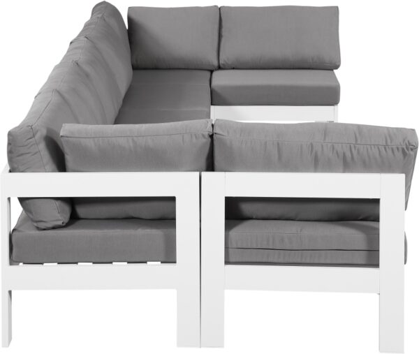 Nizuc 150" Water Resistant Fabric Upholstered Outdoor Patio 7pc. Modular Sectional