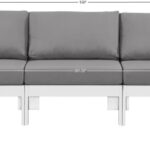 Nizuc 150" Water Resistant Fabric Upholstered Outdoor Patio 7pc. Modular Sectional