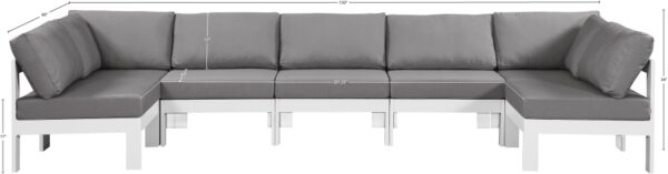 Nizuc 150" Water Resistant Fabric Upholstered Outdoor Patio 7pc. Modular Sectional