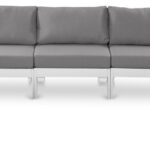 Nizuc 150" Water Resistant Fabric Upholstered Outdoor Patio 9pc. Modular Sectional