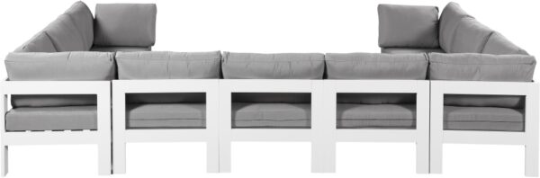 Nizuc 150" Water Resistant Fabric Upholstered Outdoor Patio 9pc. Modular Sectional