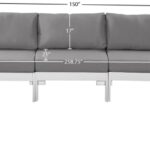 Nizuc 150" Water Resistant Fabric Upholstered Outdoor Patio 9pc. Modular Sectional