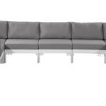Nizuc 150" Water Resistant Fabric Upholstered Outdoor Patio 9pc. Modular Sectional