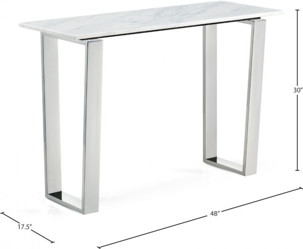Carlton Marble Veneer Top And Chrome Steel Base Console Table