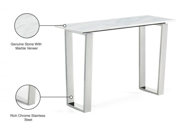 Carlton Marble Veneer Top And Chrome Steel Base Console Table