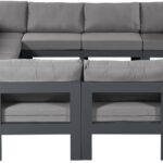 Nizuc 150" Water Resistant Fabric Upholstered Outdoor Patio 11pc. Modular Sectional