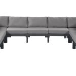 Nizuc 150" Water Resistant Fabric Upholstered Outdoor Patio 11pc. Modular Sectional