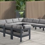 Nizuc 150" Water Resistant Fabric Upholstered Outdoor Patio 13pc. Modular Sectional