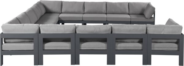 Nizuc 150" Water Resistant Fabric Upholstered Outdoor Patio 13pc. Modular Sectional