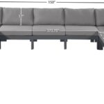 Nizuc 150" Water Resistant Fabric Upholstered Outdoor Patio 13pc. Modular Sectional
