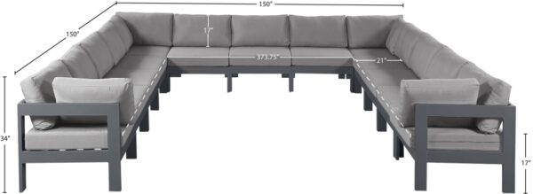 Nizuc 150" Water Resistant Fabric Upholstered Outdoor Patio 13pc. Modular Sectional