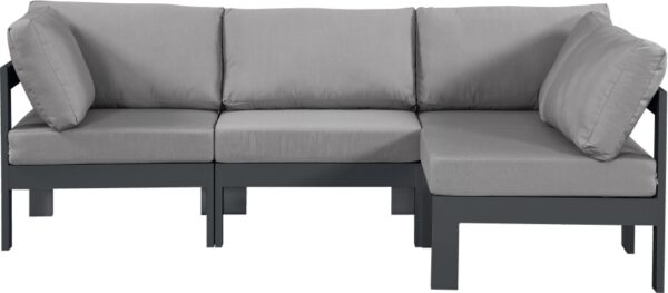 Nizuc 90" Water Resistant Fabric Upholstered Outdoor Patio 4pc. Modular Sectional