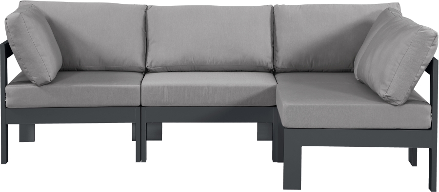 Nizuc 90" Water Resistant Fabric Upholstered Outdoor Patio 4pc. Modular Sectional