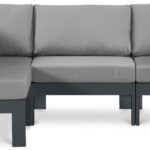 Nizuc 90" Water Resistant Fabric Upholstered Outdoor Patio 4pc. Modular Sectional