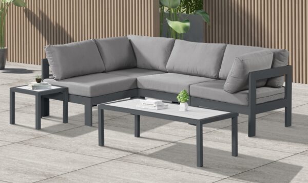 Nizuc 90" Water Resistant Fabric Upholstered Outdoor Patio 4pc. Modular Sectional