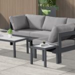 Nizuc 90" Water Resistant Fabric Upholstered Outdoor Patio 4pc. Modular Sectional