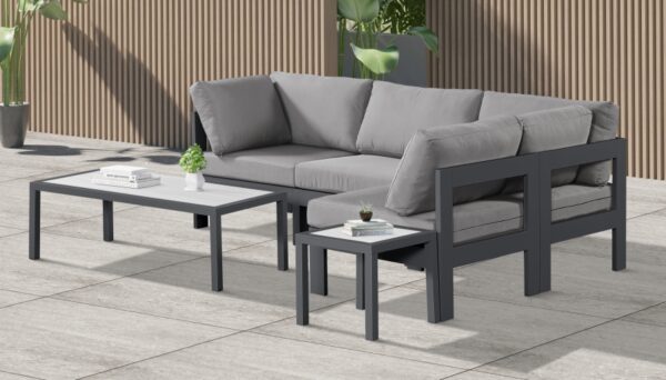 Nizuc 90" Water Resistant Fabric Upholstered Outdoor Patio 4pc. Modular Sectional