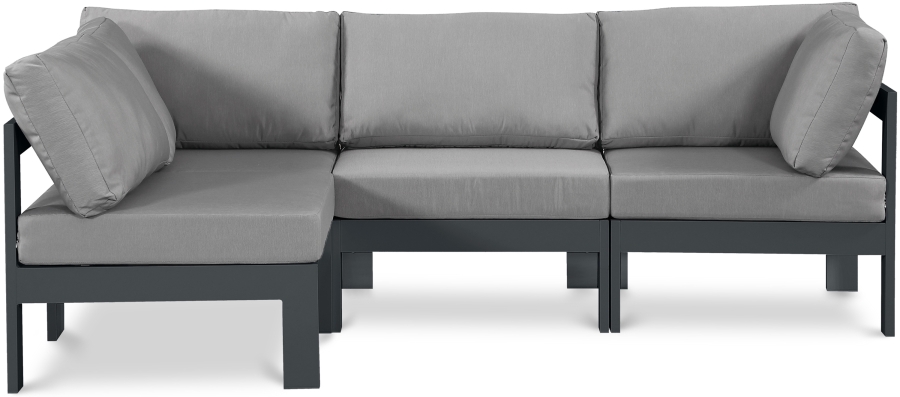 Nizuc 90" Water Resistant Fabric Upholstered Outdoor Patio 4pc. Modular Sectional