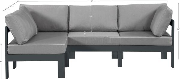 Nizuc 90" Water Resistant Fabric Upholstered Outdoor Patio 4pc. Modular Sectional
