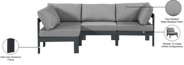 Nizuc 90" Water Resistant Fabric Upholstered Outdoor Patio 4pc. Modular Sectional