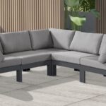 Nizuc 90" Water Resistant Fabric Upholstered Outdoor Patio 5pc. Modular Sectional