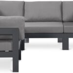 Nizuc 90" Water Resistant Fabric Upholstered Outdoor Patio 5pc. Modular Sectional