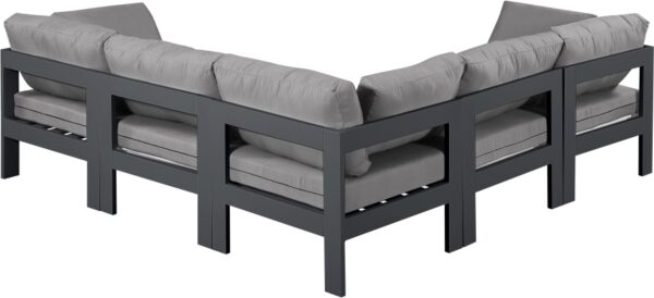 Nizuc 90" Water Resistant Fabric Upholstered Outdoor Patio 5pc. Modular Sectional