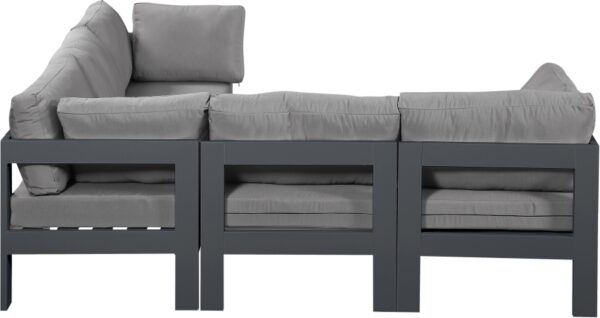 Nizuc 90" Water Resistant Fabric Upholstered Outdoor Patio 5pc. Modular Sectional