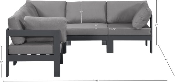 Nizuc 90" Water Resistant Fabric Upholstered Outdoor Patio 5pc. Modular Sectional