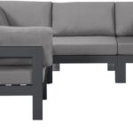 Nizuc 90" Water Resistant Fabric Upholstered Outdoor Patio 5pc. Modular Sectional