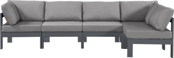 Nizuc 120" Water Resistant Fabric Upholstered Outdoor Patio 5pc. Modular Sectional