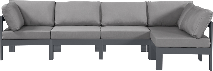 Nizuc 120" Water Resistant Fabric Upholstered Outdoor Patio 5pc. Modular Sectional