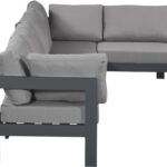 Nizuc 120" Water Resistant Fabric Upholstered Outdoor Patio 5pc. Modular Sectional